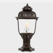 Heritage gas lantern with flame - pier mount
